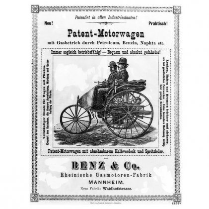 Ad for Carl and Bertha’s Motorwagen | Photo from Mercedes-Benz