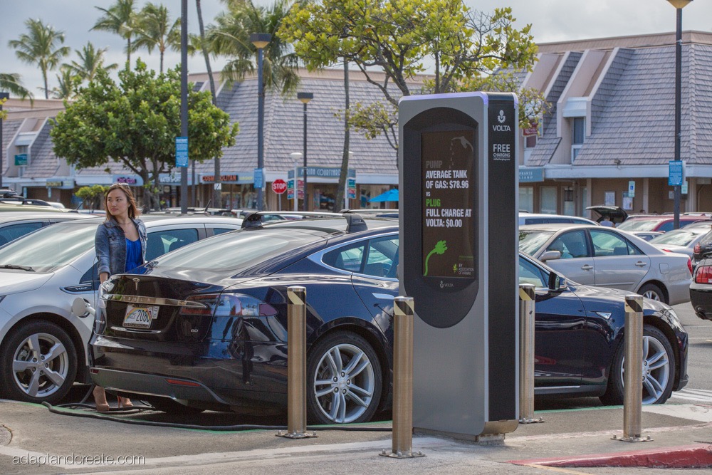 Tesla Model S at Volta Industries charging station Tesla Model S at Volta Industries charging station