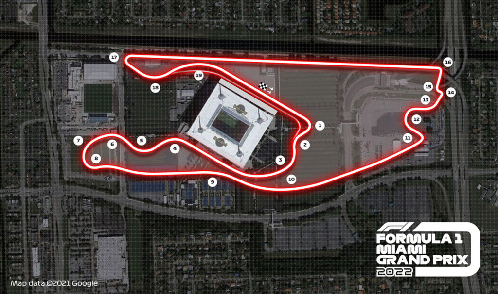 Formula One Miami Grand Prix proposed track layout Formula One Miami Grand Prix proposed track layout