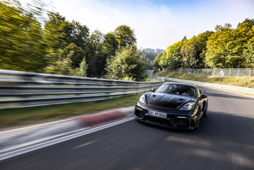 Porsche 718 Cayman GT4 RS during Nürburgring lap time attempt Porsche 718 Cayman GT4 RS during Nürburgring lap time attempt