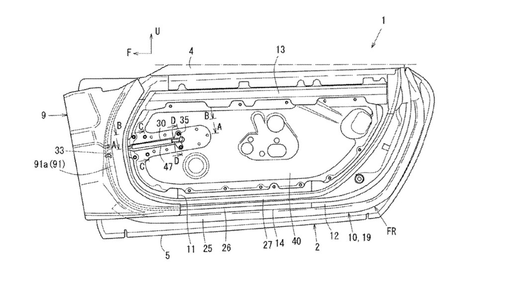 Mazda frameless door patent image