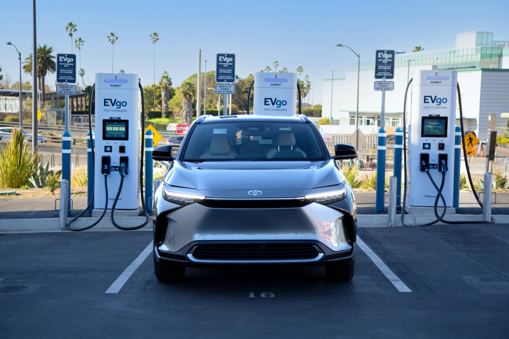2023 Toyota bZ4X at EVgo charging station 2023 Toyota bZ4X at EVgo charging station