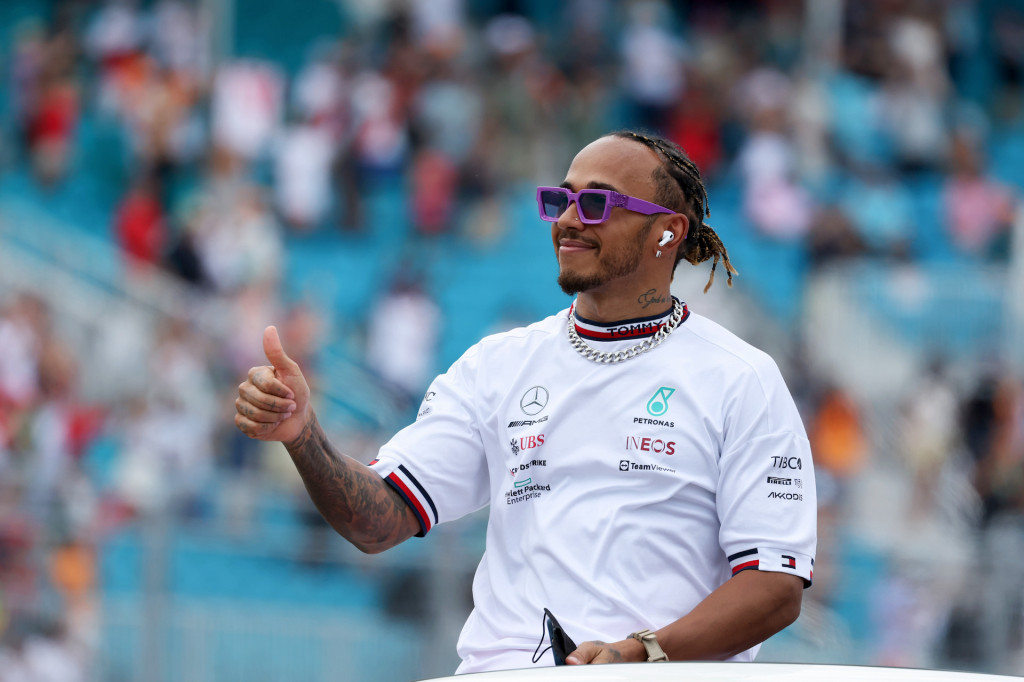 Lewis Hamilton at the 2022 Miami Grand Prix.