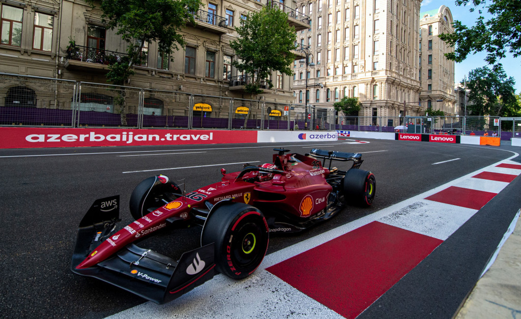 Ferrari's Charles Leclerc at the 2022 Formula 1 Azerbaijan Grand Prix
