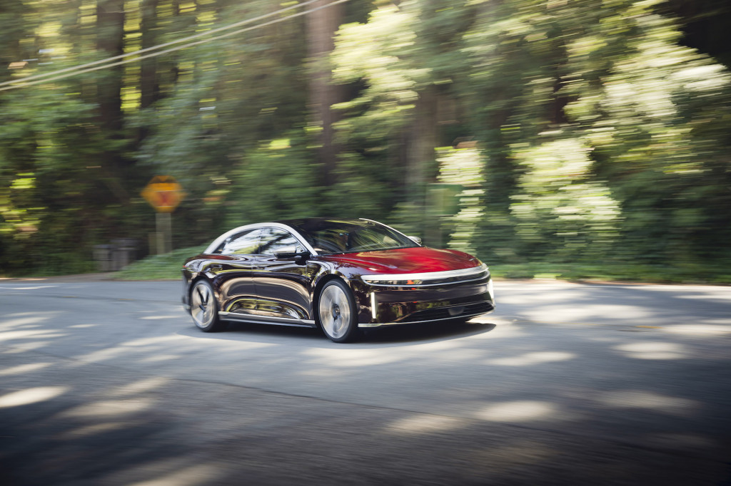 The Lucid Air Grand Touring boasts agile handling to go with its prodigious power. The Lucid Air Grand Touring boasts agile handling to go with its prodigious power.