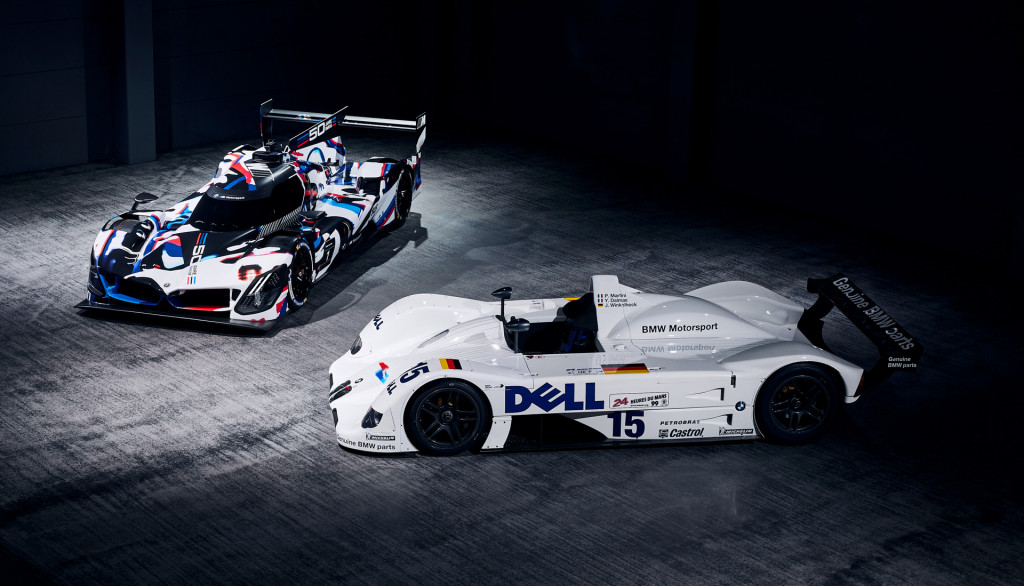 2023 BMW M Hybrid V8 LMDh and 1999 BMW V12 LMR race cars 2023 BMW M Hybrid V8 LMDh and 1999 BMW V12 LMR race cars