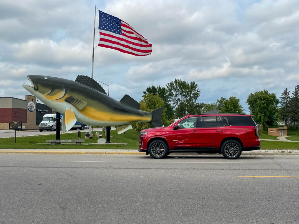 The 2023 Cadillac Escalade-V met Willie Walleye in Baudette, Minnesota. The 2023 Cadillac Escalade-V met Willie Walleye in Baudette, Minnesota.