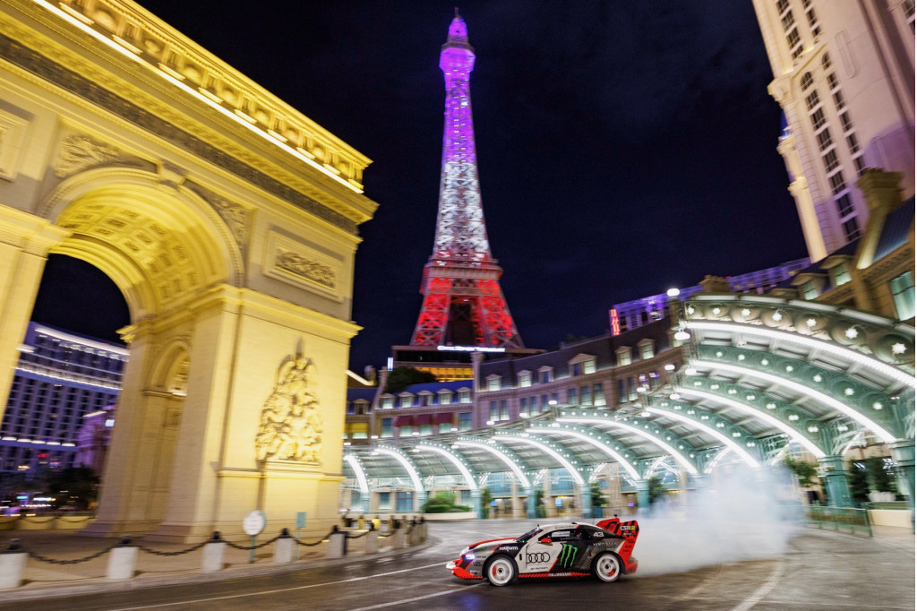 Ken Block and his Audi S1 E-Tron Quattro Hoonitron in Electrikhana Ken Block and his Audi S1 E-Tron Quattro Hoonitron in Electrikhana
