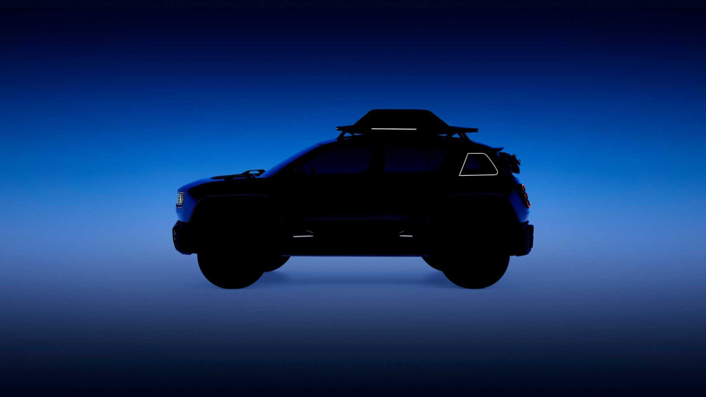 Teaser for Renault 4 concept debuting at 2022 Paris auto show
