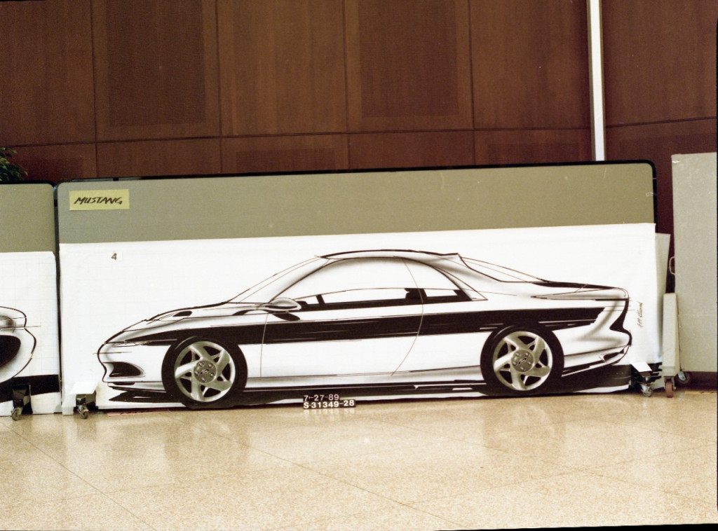 One of the more attractive CT-20 based concepts, this 1994 Mustang concept sketch is very in-line with the popular aerodynamic cab-forward look of the late ‘80s and early ‘90s (Image courtesy of Ford Motor Company) One of the more attractive CT-20 based concepts, this 1994 Mustang concept sketch is very in-line with the popular aerodynamic cab-forward look of the late ‘80s and early ‘90s (Image courtesy of Ford Motor Company)