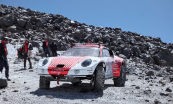 Rugged Porsche 911s climb world's tallest volcano