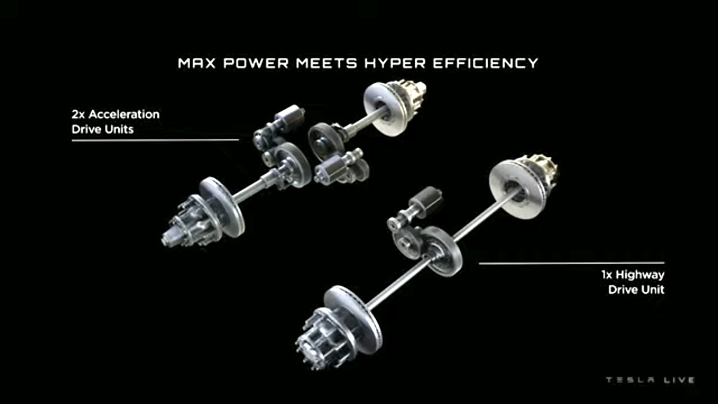 Tesla tri-motor Semi powertrain