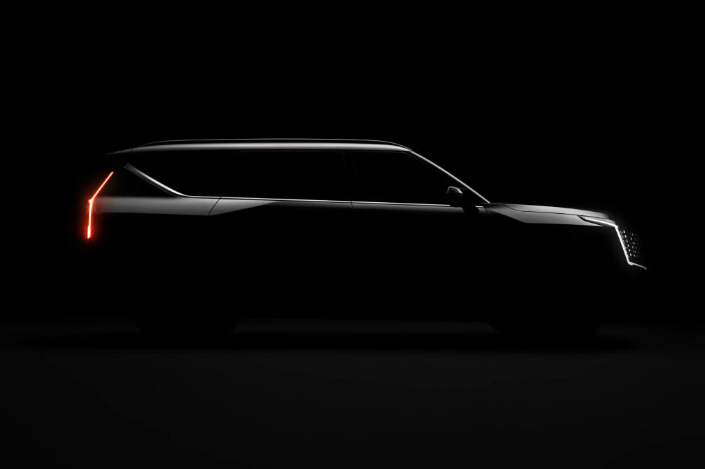 Teaser for 2024 Kia EV9 debuting on March 15, 2023