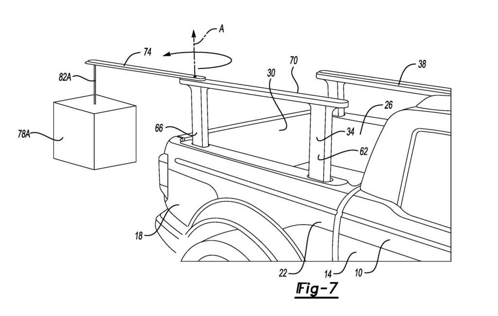 Ford pop-up bed rail system patent image