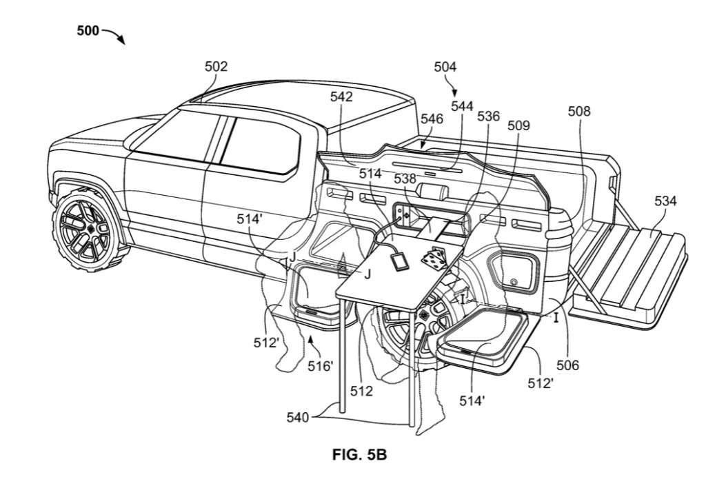 Rivian bed storage patent image Rivian bed storage patent image