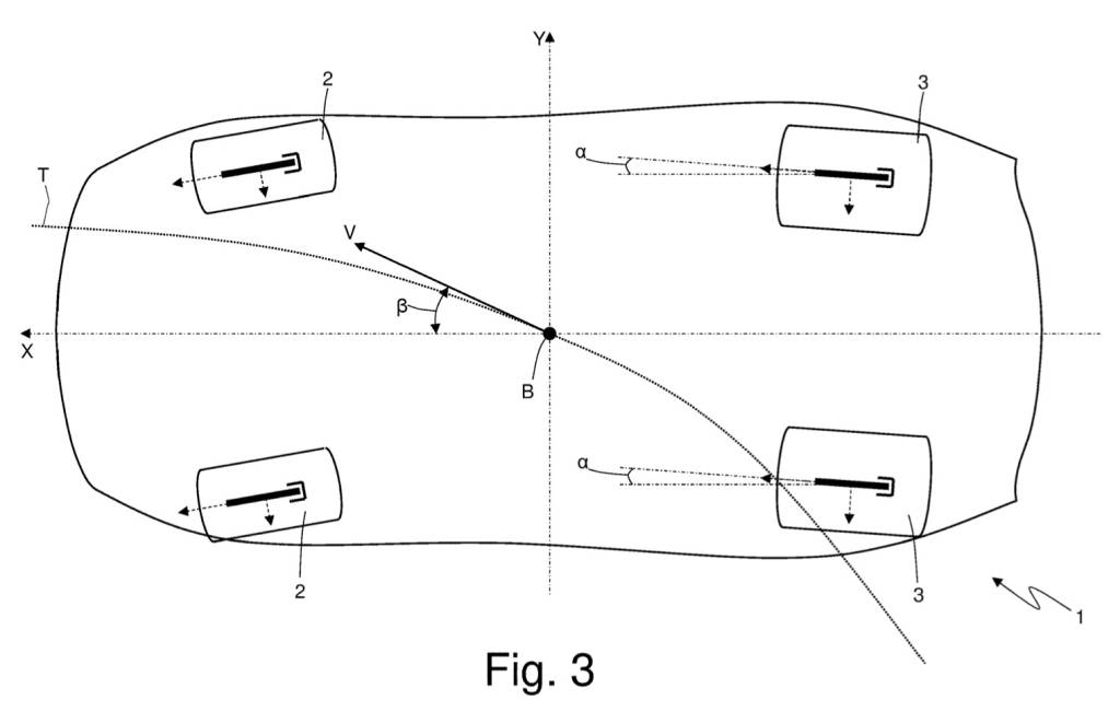 Ferrari rear-wheel steering system patent image