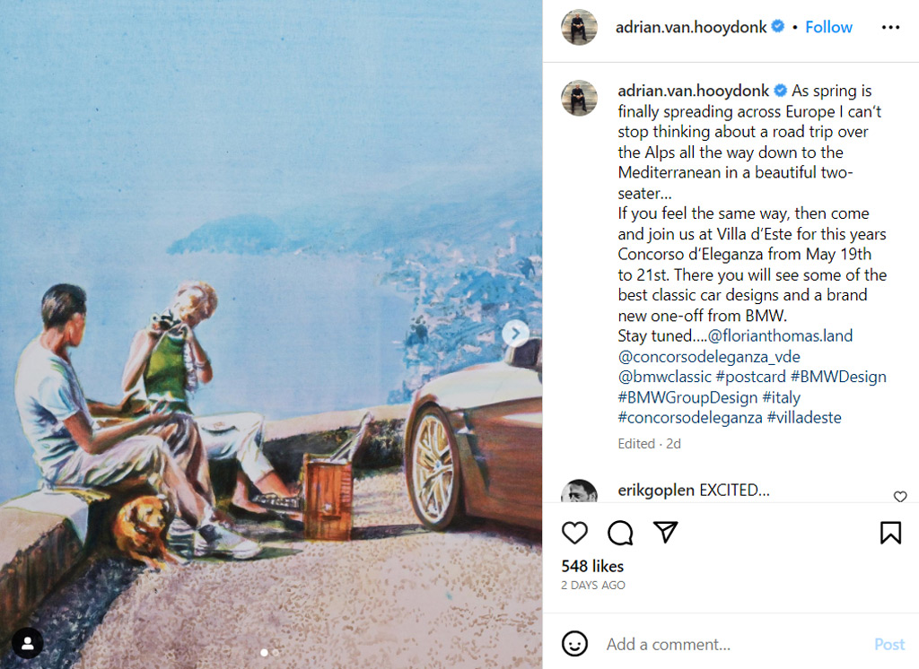 Teaser for BMW concept on Adrian van Hooydonk's Instagram page - May 13, 2023
