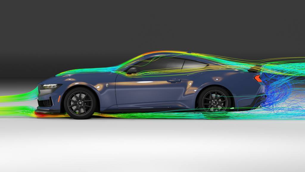 2024 Ford Mustang Dark Horse rolling road wind tunnel testing