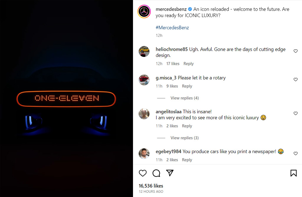 Teaser for modern Mercedes-Benz C111 concept