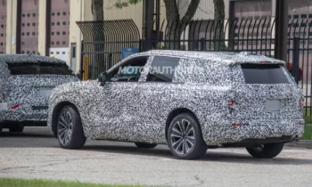 2025 Cadillac 3-row electric mid-size SUV spy shots