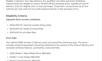 Tesla starts applying EV tax credit at time of purchase